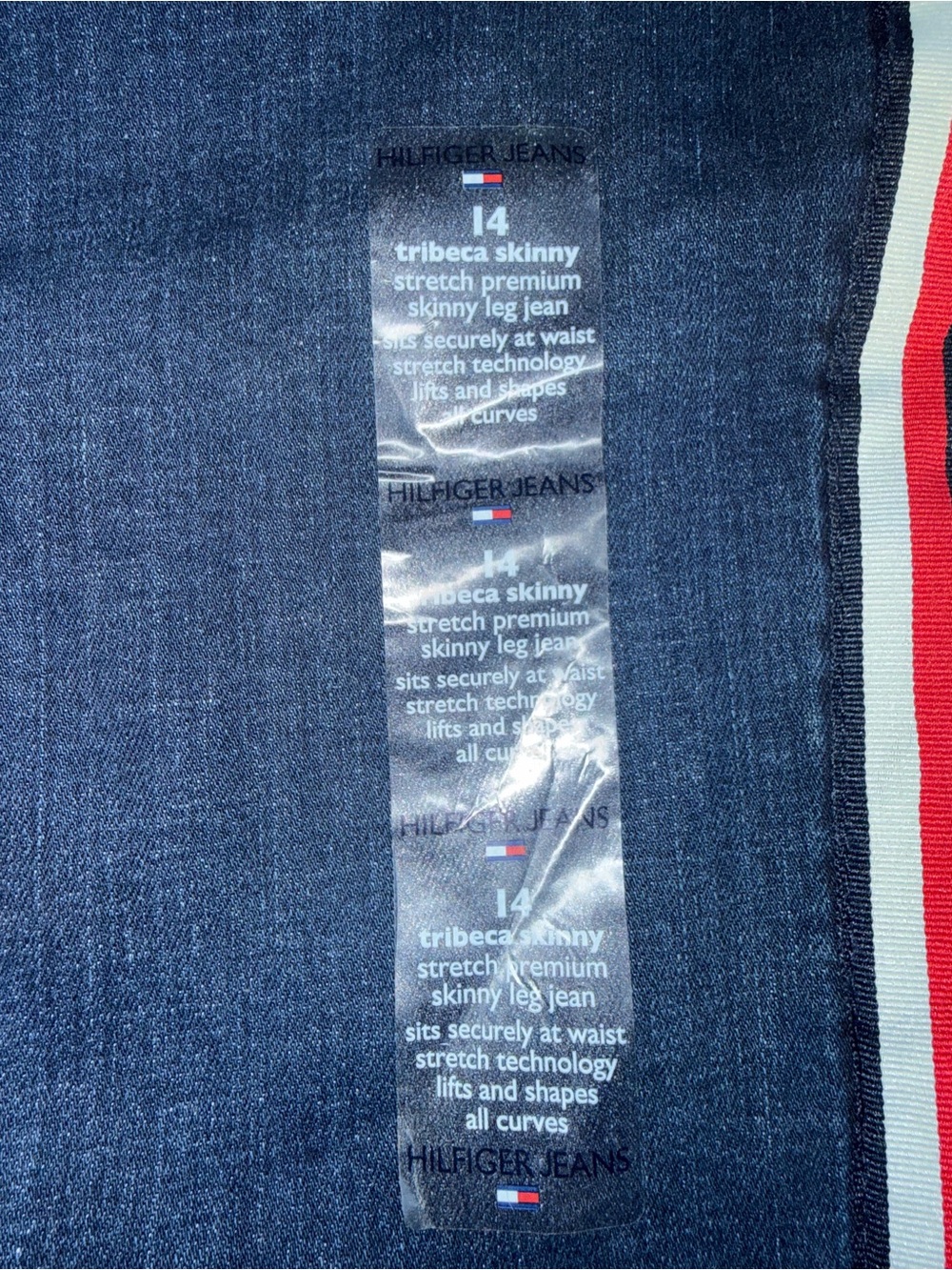 Tommy Hilfiger Women’s Dark Blue Jeans with Red & White Side Stripes - Picture 4 of 6